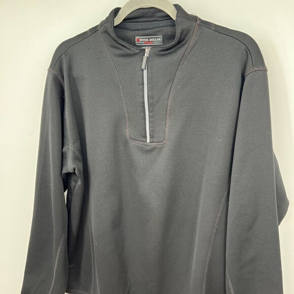 PETER MILLAR WARMTH Black Long Sleeve 1/4 Zip Pullover Sweater Men's Size medium - Picture 3 of 14